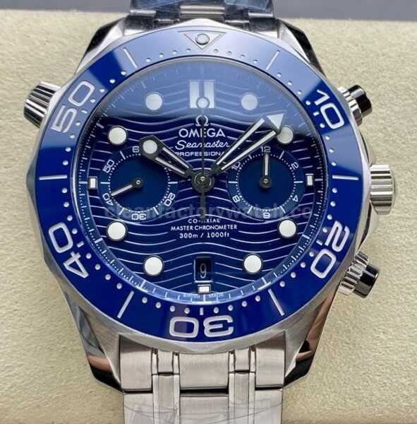 N1 Factory Omega Seamaster Diver 300M Co-Axial Chronometer Chronograph 210.30.44.51.03.001 44mm Full Steel Strap Blue Dial