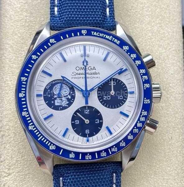 N1 Factory Omega Speedmaster Silver Snoopy Award 50th Anniversary 310.32.42.50.02.001 42mm Steel Textile Strap White Dial