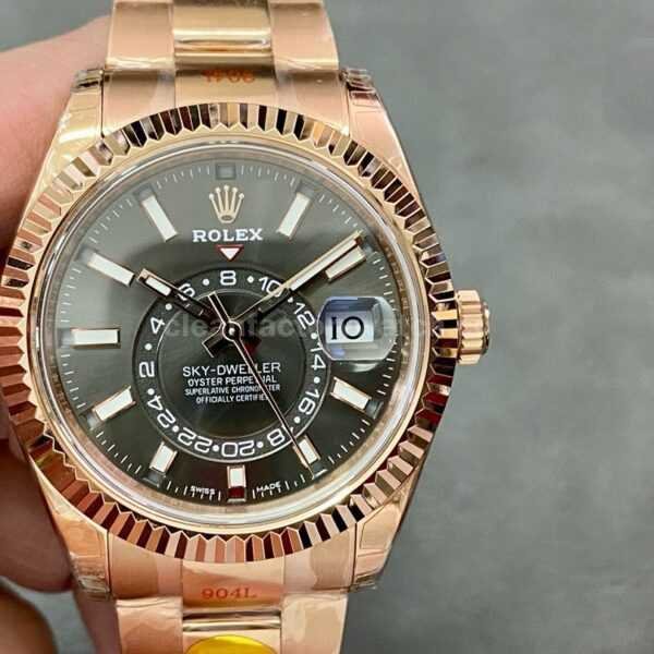 Noob Factory Rolex Sky-Dweller 336235 42mm Full Rose Gold Grey Dial