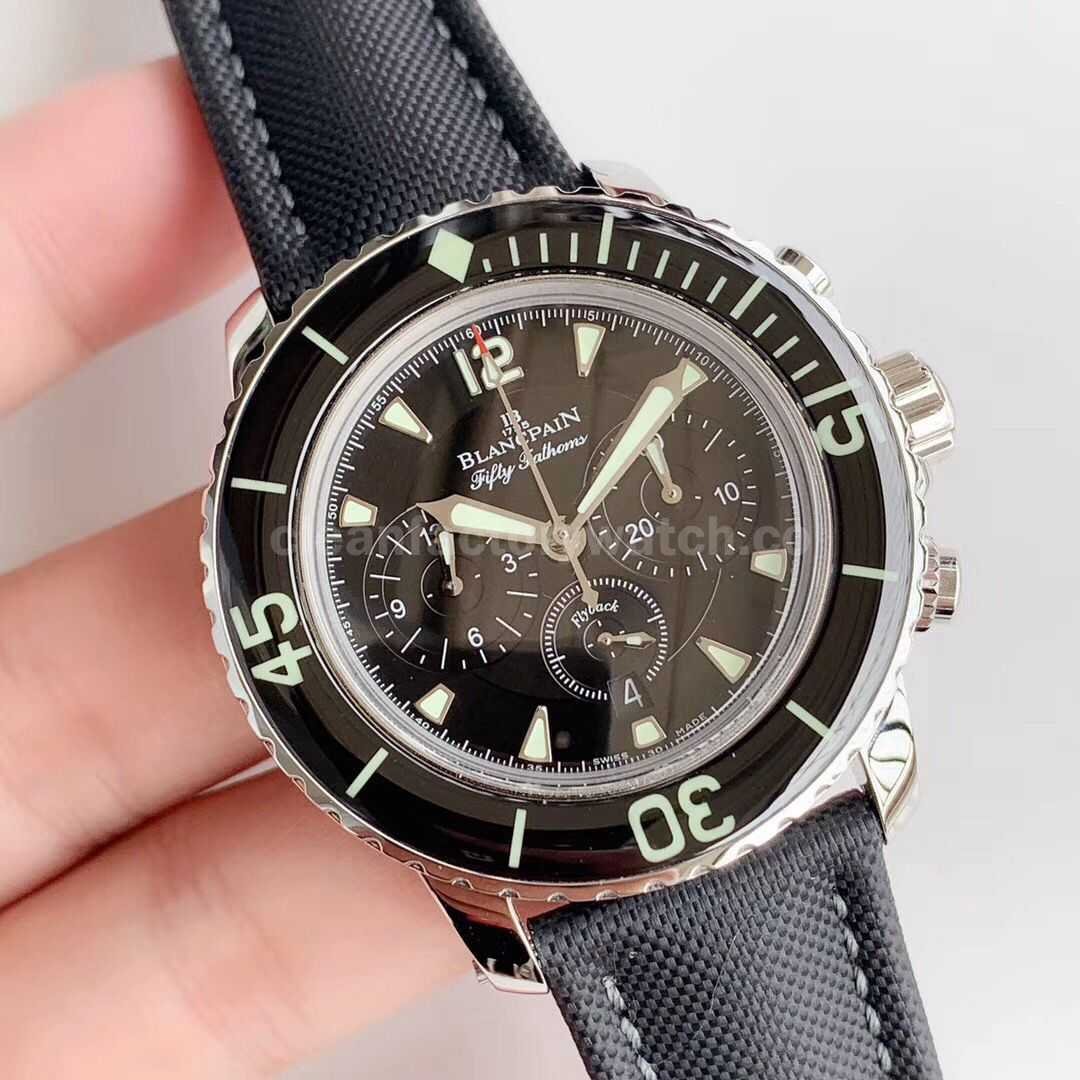 OM Factory Blancpain Fifty Fathoms 5085F 1130 52 45mm Steel Textile Strap Black Dial (8)