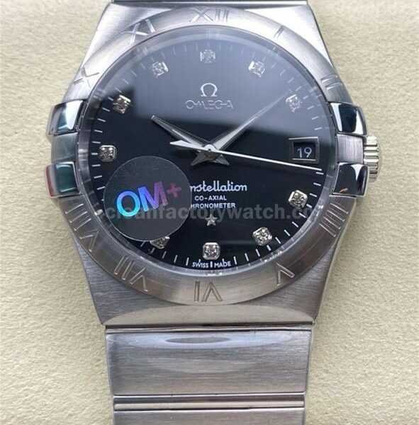 OM+ Factory Omega Constellation Men 123.10.38.21.51.00 38mm Full Steel Diamond Black Dial