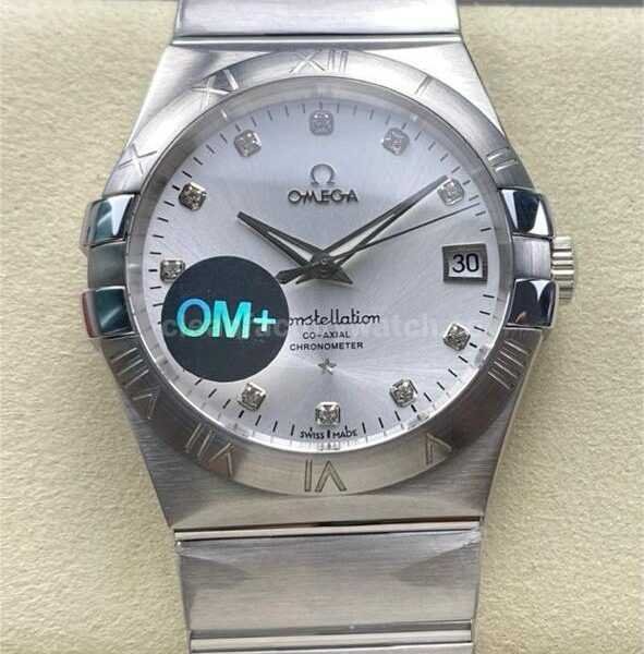 OM+ Factory Omega Constellation Men 123.10.38.21.52.001 38mm Full Steel Diamond Silver Dial