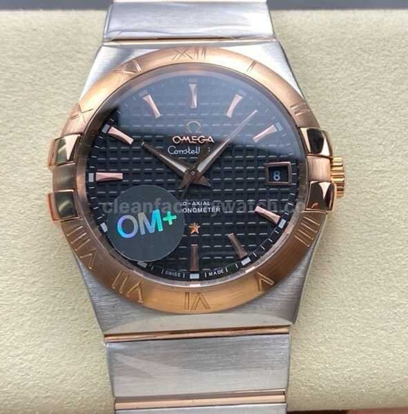 OM+ Factory Omega Constellation Men 123.20.38.21.01.001 38mm Rose Gold/Steel Black Dial