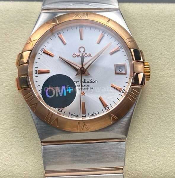 OM+ Factory Omega Constellation Men 123.20.38.21.02.001 38mm Rose Gold/Steel Silver Dial