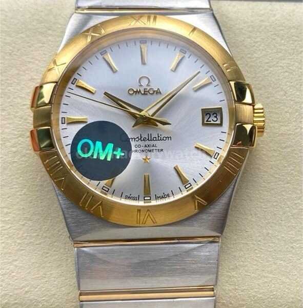 OM+ Factory Omega Constellation Men 123.20.38.21.02.002 38mm Gold/Steel Silver Dial