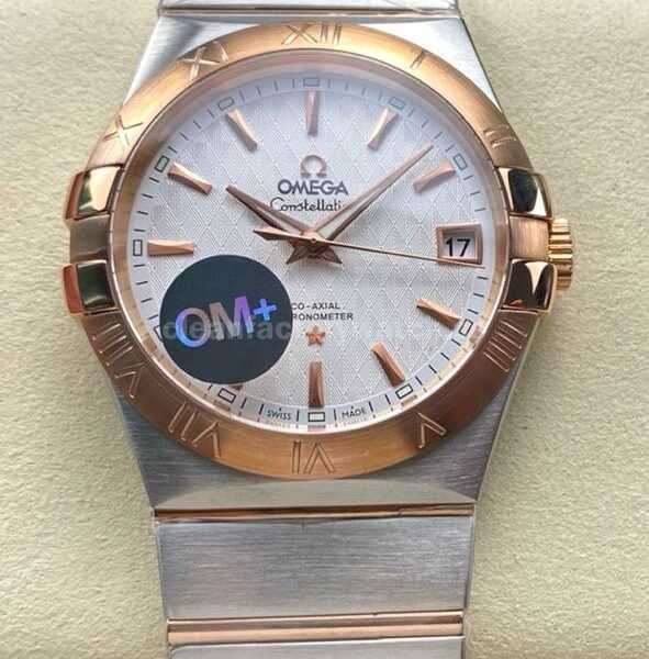 OM+ Factory Omega Constellation Men 123.20.38.21.02.008 38mm Rose Gold/Steel Silver Dial