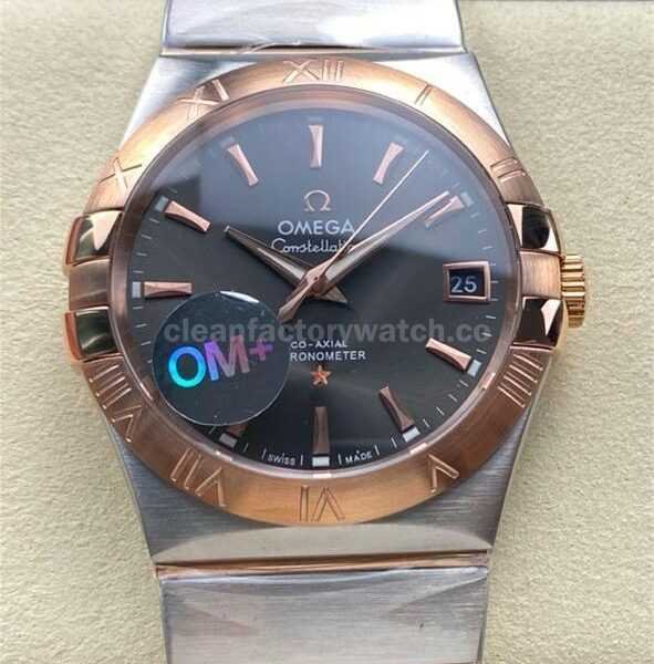 OM+ Factory Omega Constellation Men 123.20.38.21.06.002 38mm Rose Gold/Steel Grey Dial