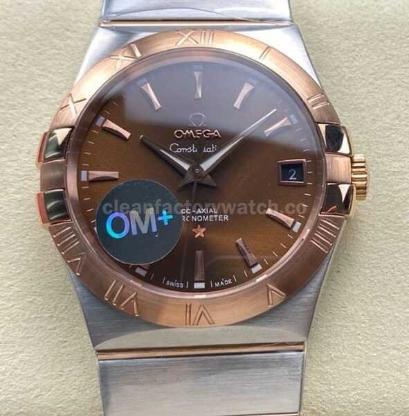 OM+ Factory Omega Constellation Men 38mm Rose Gold/Steel Brown Dial