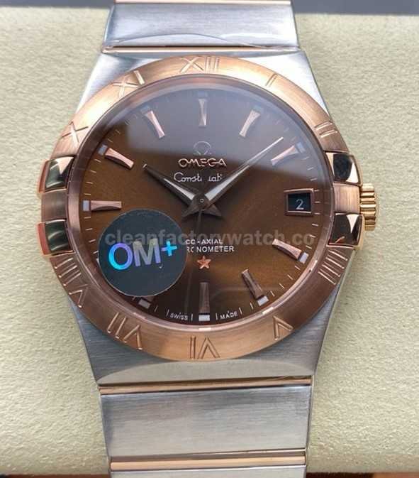 OM+ Factory Omega Constellation Men 38mm Rose GoldSteel Brown Dial (2)