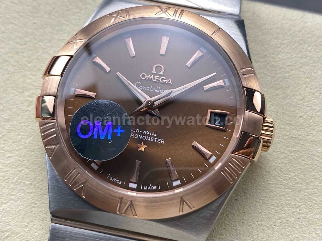 OM+ Factory Omega Constellation Men 38mm Rose GoldSteel Brown Dial (3)
