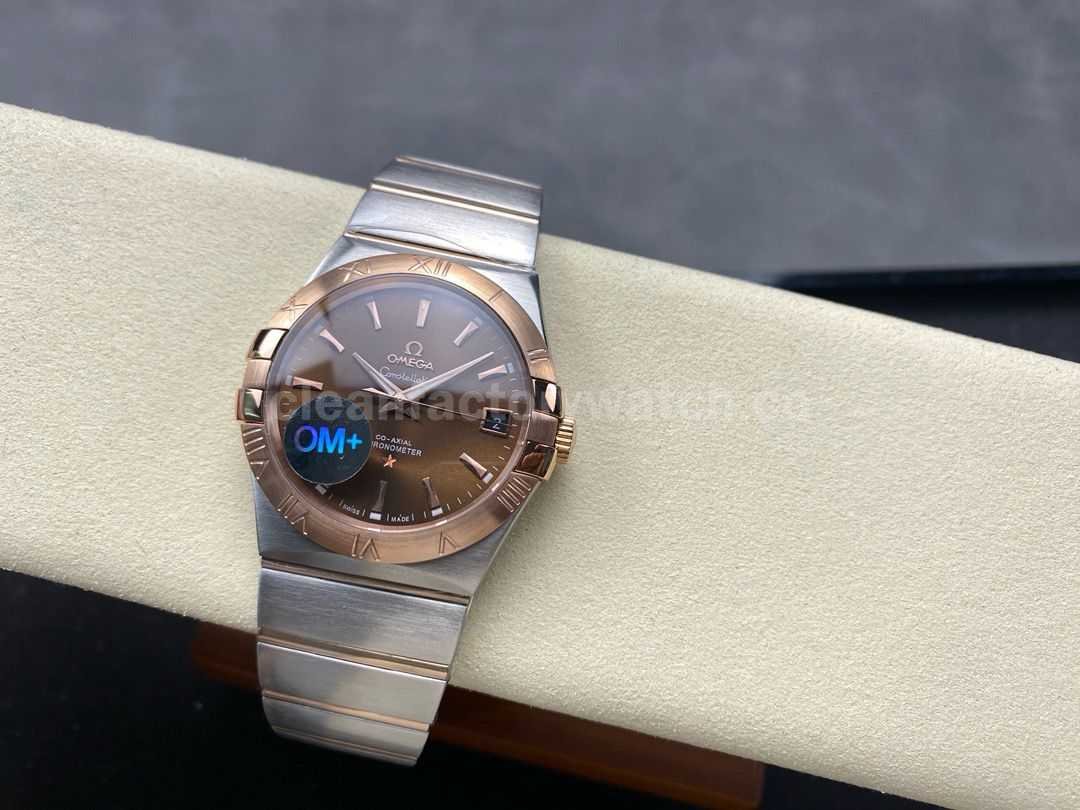 OM+ Factory Omega Constellation Men 38mm Rose GoldSteel Brown Dial (5)