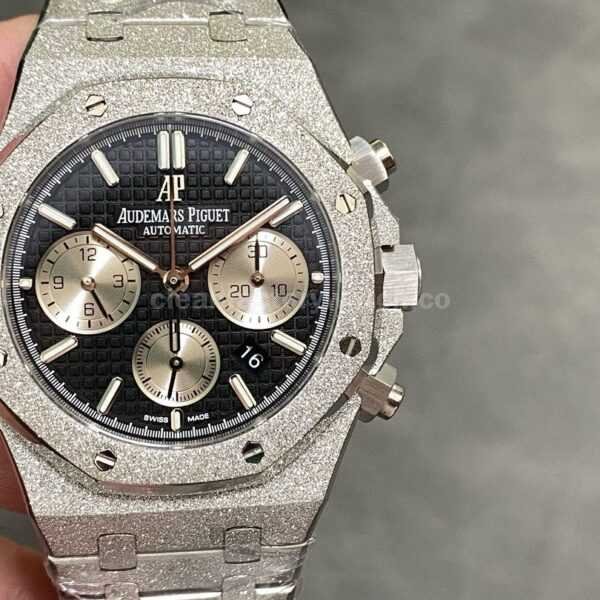 OMF Factory Frosted Audemars Piguet Royal Oak Chronograph 26240BC.GG.1224BC.02 41mm Silver Eye Black Dial