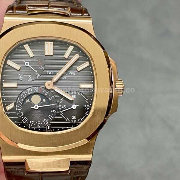 PPF Factory Patek Philippe Nautilus 40mm 5712G-001 Rose Gold Leather Brown Dial