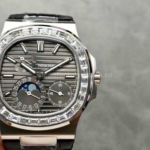 PPF Factory Patek Philippe Nautilus 5722G-001 40mm White Gold Leather Strap Grey Dial