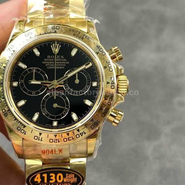 QF Factory CounterWeight Rolex Daytona 116508-0004 40mm Full Yellow Gold Black Dial