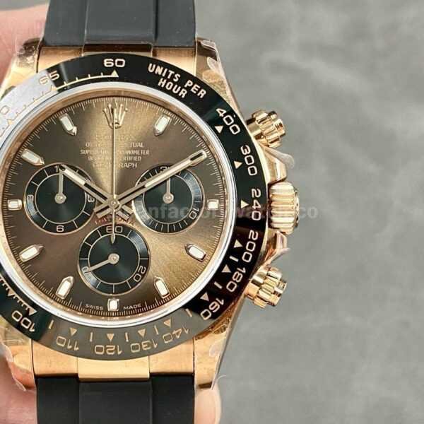 QF Factory CounterWeight Rolex Daytona 116515LN-0041 40mm Rose Gold Rubber Strap Brown Dial