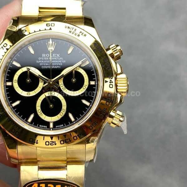 QF Factory CounterWeight Rolex Daytona 126508-0004 40mm Full Yellow Gold Black Dial
