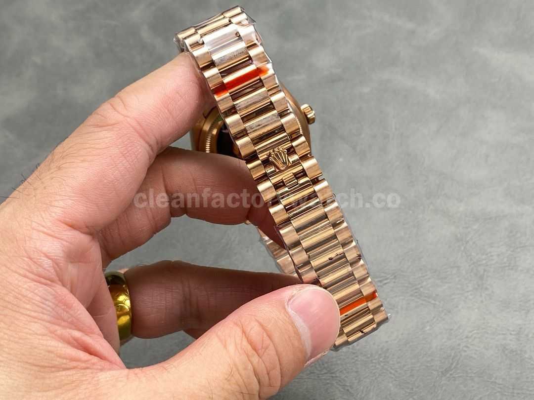 QF Factory Counterweight Rolex Day Date 128235 0052 36mm Full Rose Gold Roman Numerals (8)