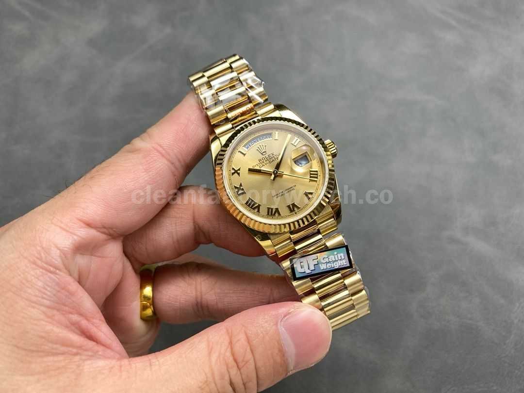 QF Factory Counterweight Rolex Day Date 128235 36mm Full Yellow Gold Roman Numerals Gold D (4)