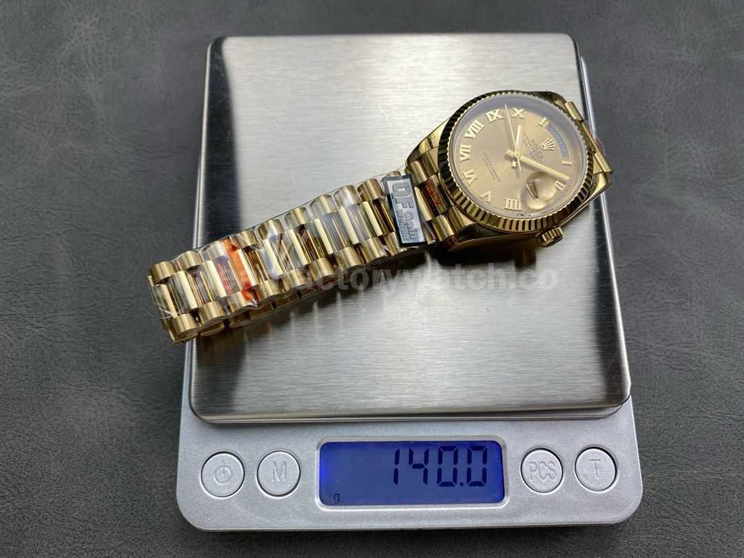 QF Factory Counterweight Rolex Day Date 128235 36mm Full Yellow Gold Roman Numerals Gold D (6)