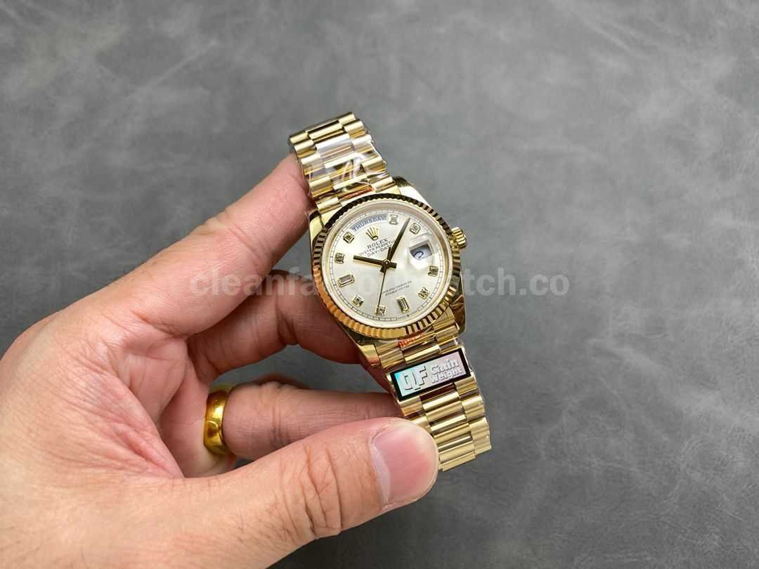 QF Factory Counterweight Rolex Day Date 128238 36mm Full Yellow Gold Diam (5)
