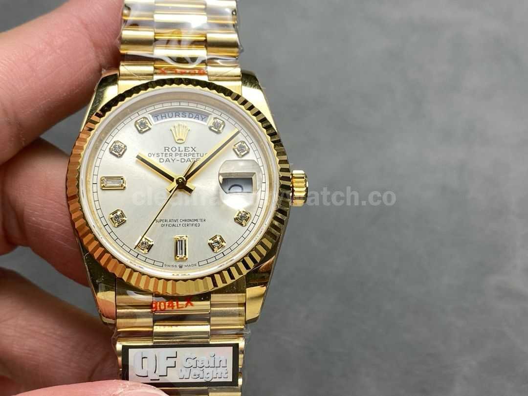 QF Factory Counterweight Rolex Day Date 128238 36mm Full Yellow Gold Diam (9)