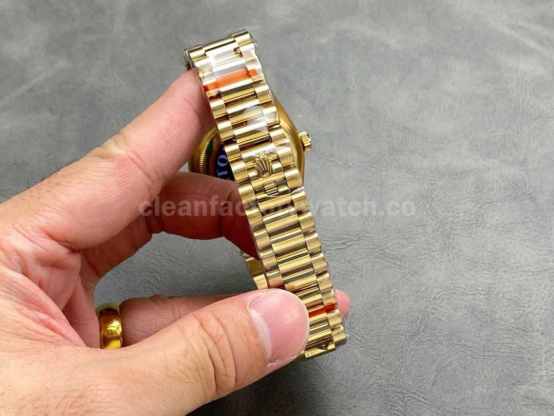 QF Factory Counterweight Rolex Day Date 128238 36mm Full Yellow Gold Diamon (1)