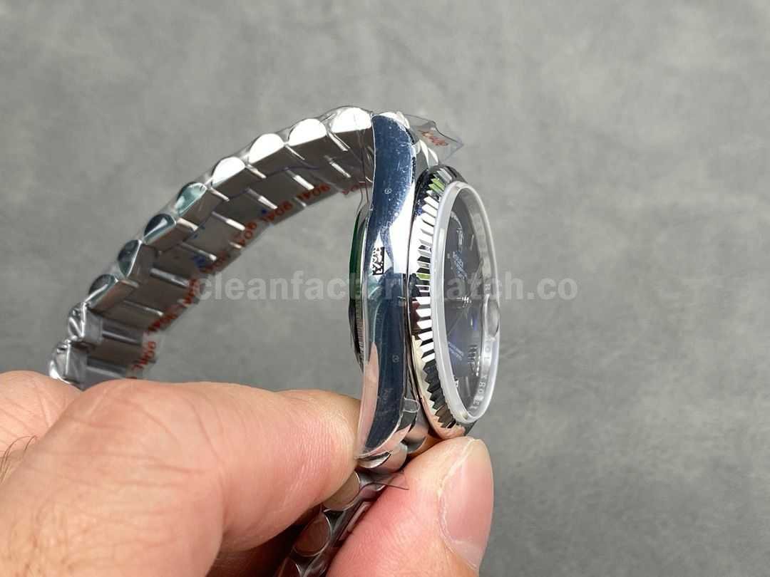 QF Factory Counterweight Rolex Day Date 128239 0063 36mm Full 904L Roman Numerals Blue Dial (4)