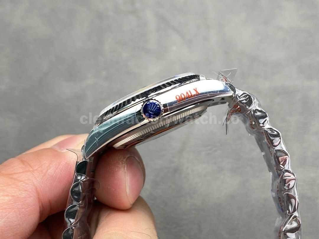 QF Factory Counterweight Rolex Day Date 128239 0063 36mm Full 904L Roman Numerals Blue Dial (6)