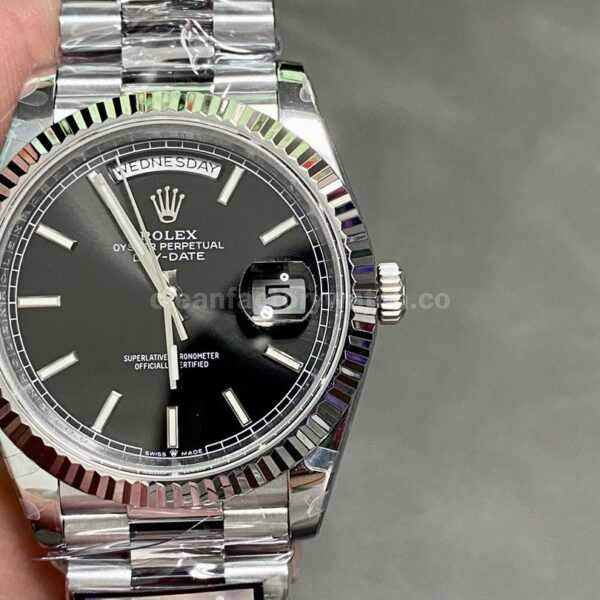 QF Factory Counterweight Rolex Day-Date 228239-0004 40mm Full White Gold Black Dial