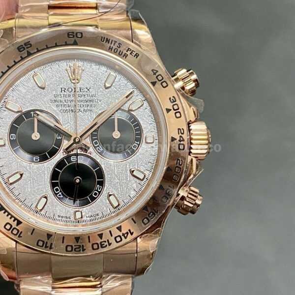 QF Factory Counterweight Rolex Daytona 116505-0014 40mm Full Rose Gold Meteorite Cosmograph Silver Dial