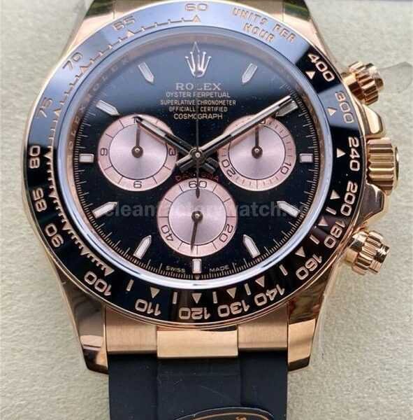 QF Factory Counterweight Rolex Daytona 126515LN-0002 40mm Rose Gold Rubber Strap Black Dial