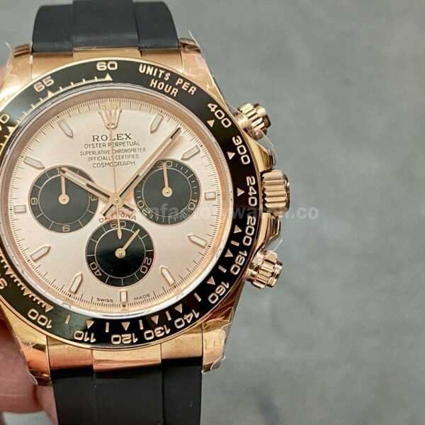 QF Factory counterweight Rolex Daytona 126515LN-0006 40mm Rose Gold Rubber Strap Pink Dial