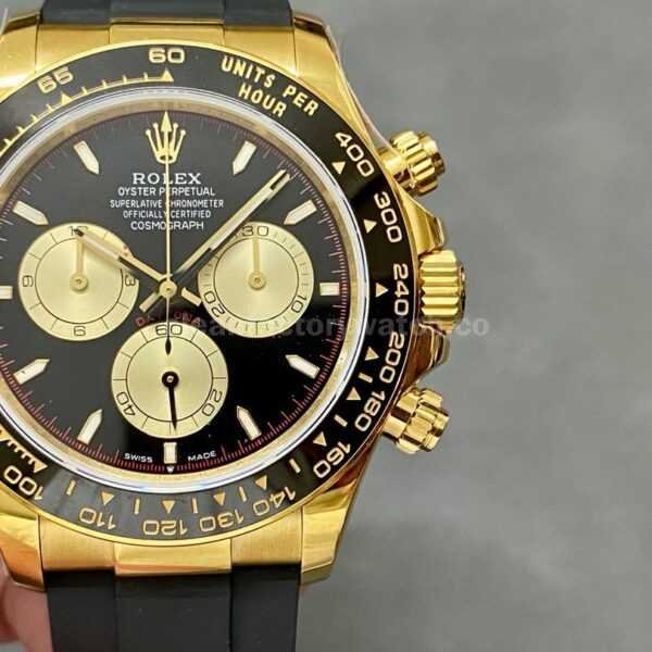 QF Factory counterweight Rolex Daytona 126518LN-0004 40mm Yellow Gold Rubber Strap Black Dial