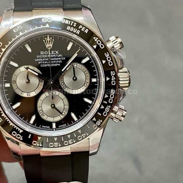 QF Factory counterweight Rolex Daytona 126519LN-0002 40mm White Gold Rubber Strap Black Dial
