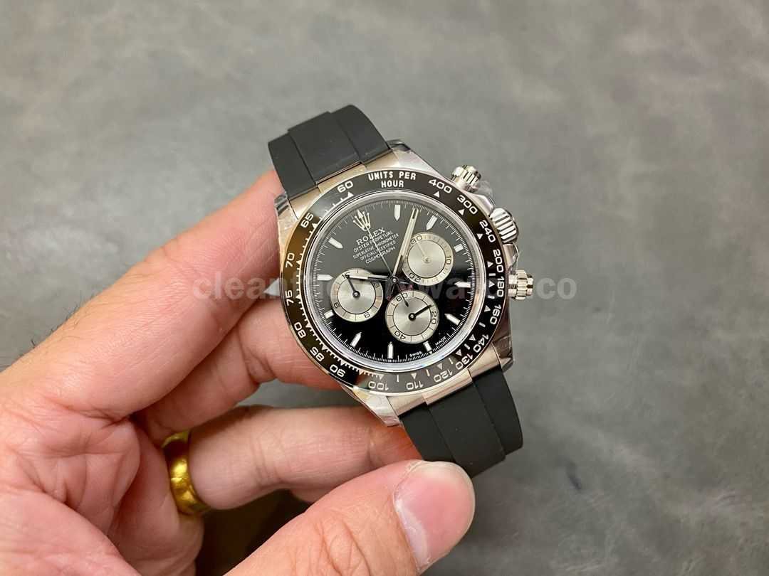 QF Factory Counterweight Rolex Daytona 126519LN 0002 40mm White Gold Rubber Strap Black Dial (5)