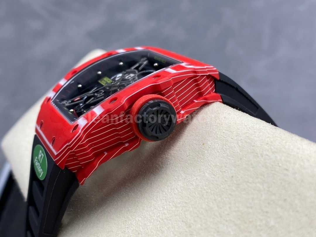 R7 Factory Richard Mille RM35 02 44.5mm Red Carbon Fiber Black Rubber Strap Skeletonized Dial (4)