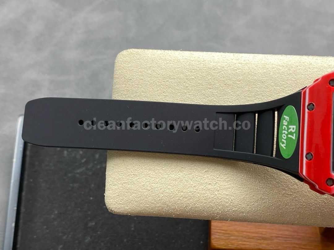 R7 Factory Richard Mille RM35 02 44.5mm Red Carbon Fiber Black Rubber Strap Skeletonized Dial (5)
