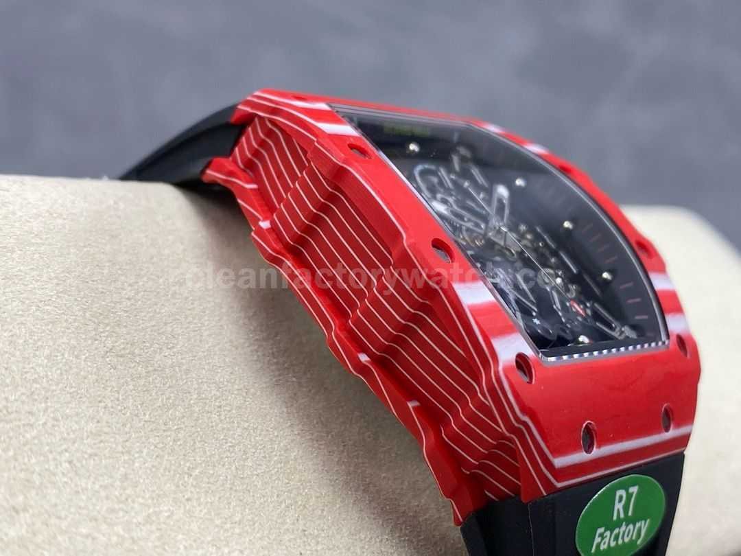 R7 Factory Richard Mille RM35 02 44.5mm Red Carbon Fiber Black Rubber Strap Skeletonized Dial (7)