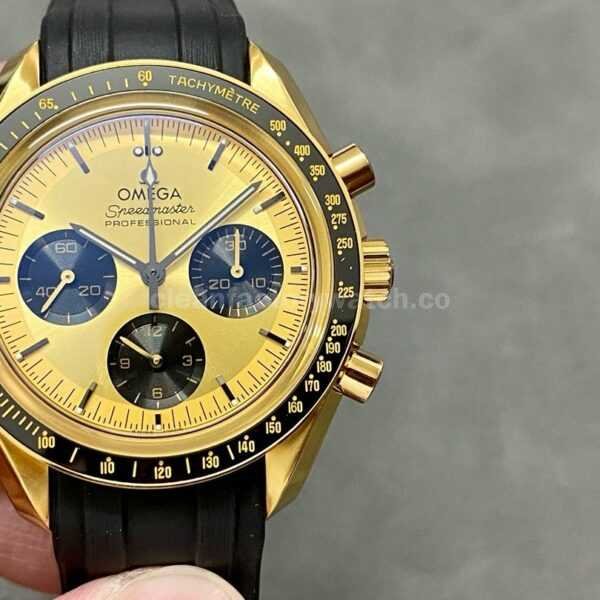 RM Factory Omega Speedmaster Professional Moonwatch 310.62.42.50.99.001 Gold Rubber Strap Gold Dial