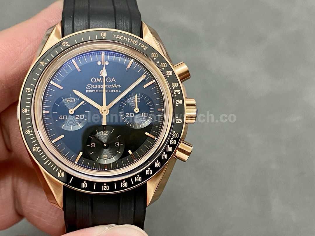 RM Factory Omega Speedmaster Professional Moonwatch 310.63.42.50.02.001 Rose Gold Rubber Strap Black Di (4)
