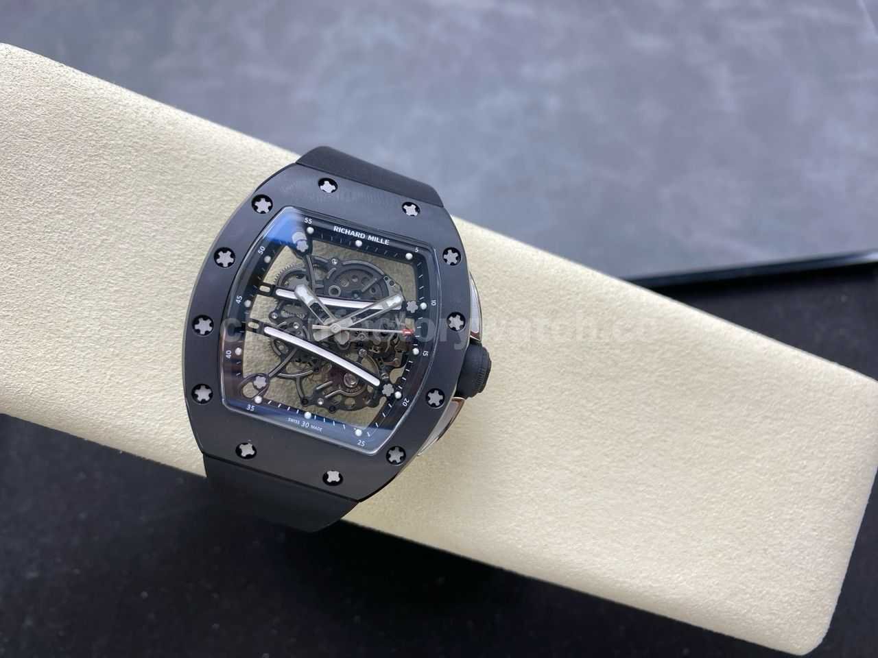 RM Factory Richard Mille RM61 01 42.7mm Carbon Fiber Black Rubber Strap Black Skeleton Dial (10)