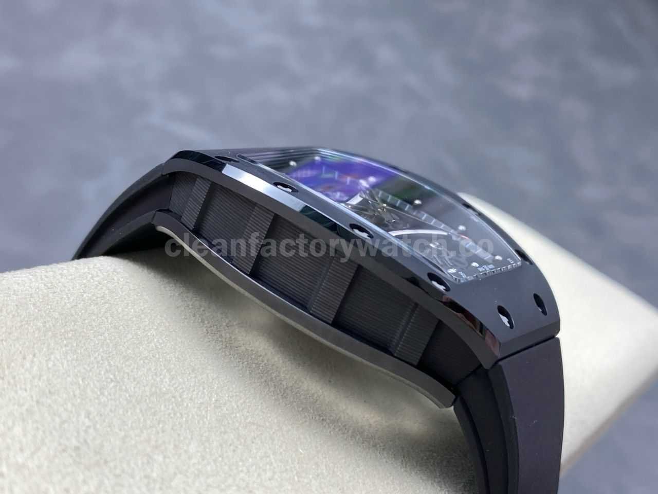 RM Factory Richard Mille RM61 01 42.7mm Carbon Fiber Black Rubber Strap Black Skeleton Dial (3)