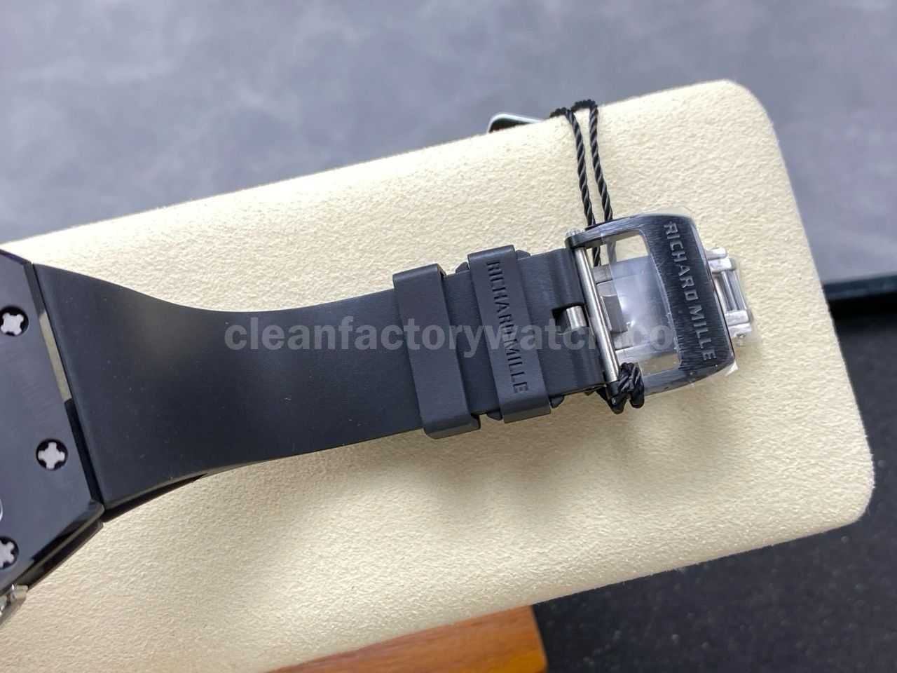 RM Factory Richard Mille RM61 01 42.7mm Carbon Fiber Black Rubber Strap Black Skeleton Dial (4)