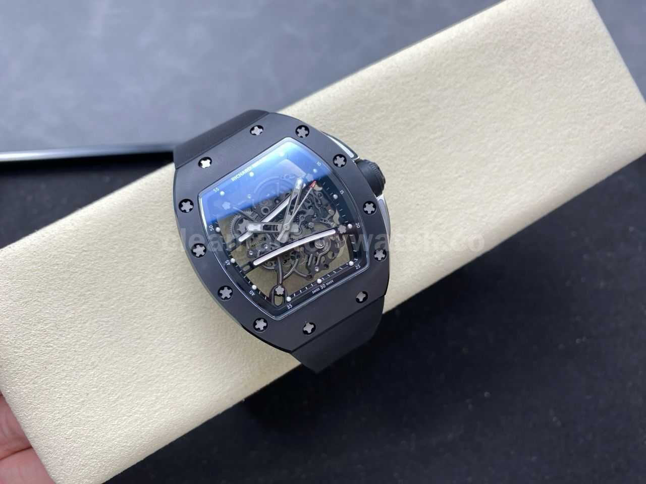 RM Factory Richard Mille RM61 01 42.7mm Carbon Fiber Black Rubber Strap Black Skeleton Dial (9)