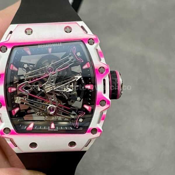 RM Factory Tourbillon Richard Mille RM 38-02 43mm Carbon Fiber Black Rubber Strap Tourbillon Skeletonized Dial