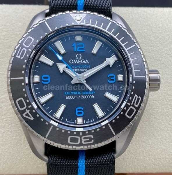 SBF Factory Omega Seamaster Ultra Deep 6000M 215.92.46.21.01.001 45.5mm Titanium Textile Strap Black Dial