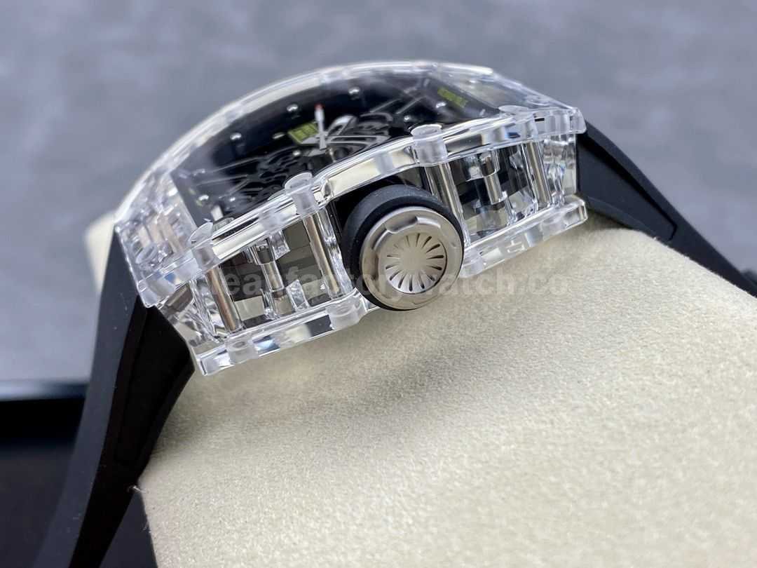 Sonic Factory Richard Mille Crystal Clear RM 035 01 43mm Crystal Black Rubber Strap Skeletonized Di