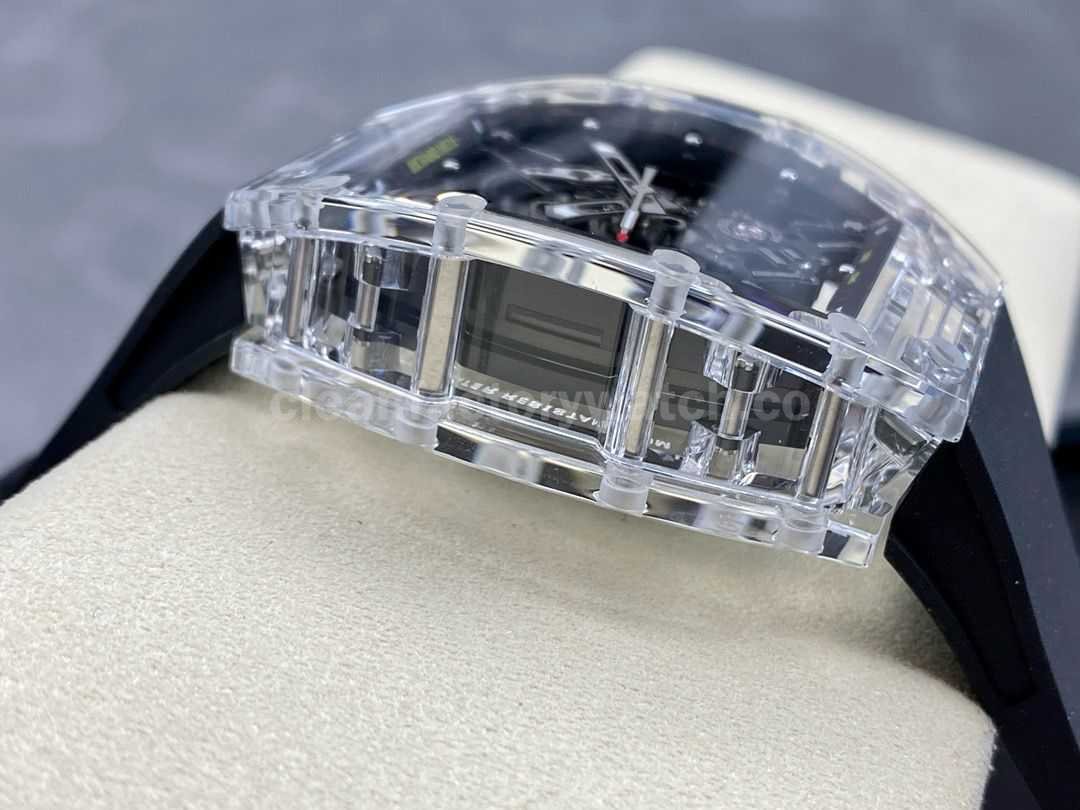 Sonic Factory Richard Mille Crystal Clear RM 035 01 43mm Crystal Black Rubber Strap Skeletonized Dial (1)