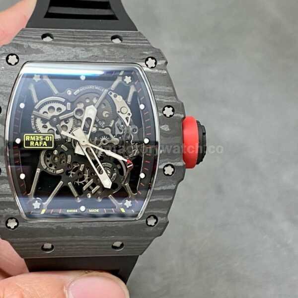 Sonic Factory Richard Mille RM 35-01 43mm Black Carbon Fiber Black Rubber Strap Skeletonized Dial